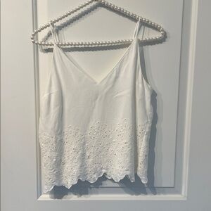 Express White Eyelet V-Neck Cami